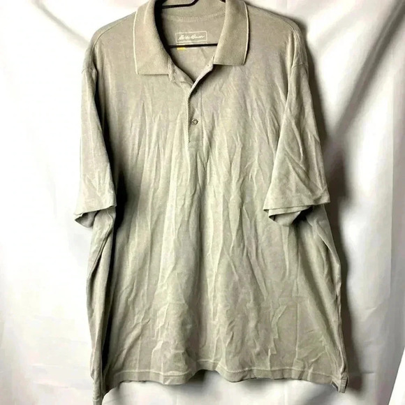 EDDIE BAUER TRAVEX MENS SIZE 2 XL GRAY WITH SUBTLE DESIGN  POLO SHIRT - Picture 1 of 11